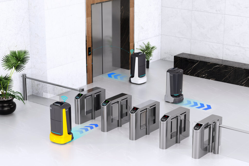 FlashBot Serviceroboter mit der Darstellung der Kommunikation